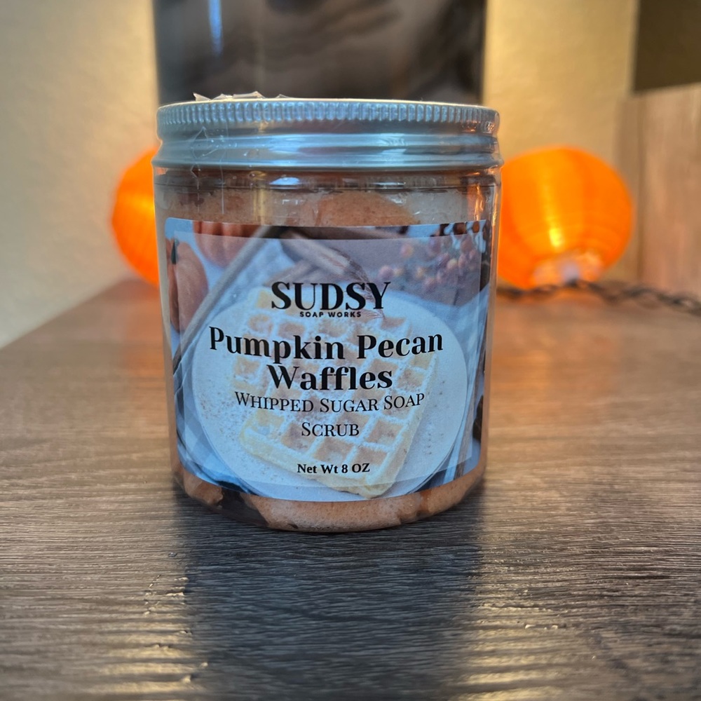 Sudsy pumpkin pecan waffle whipped sugar soap